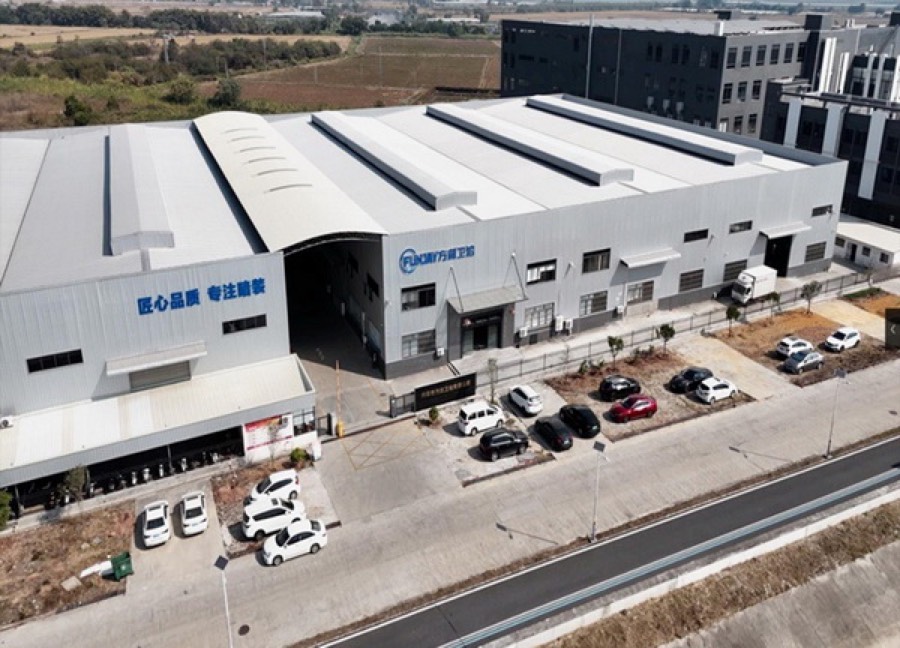 Exterior of the Kaiping FJ Sanitary Ware factory and loading yard