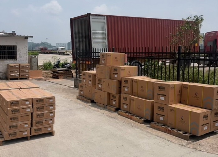 Export cartons and pallets prepared for container loading