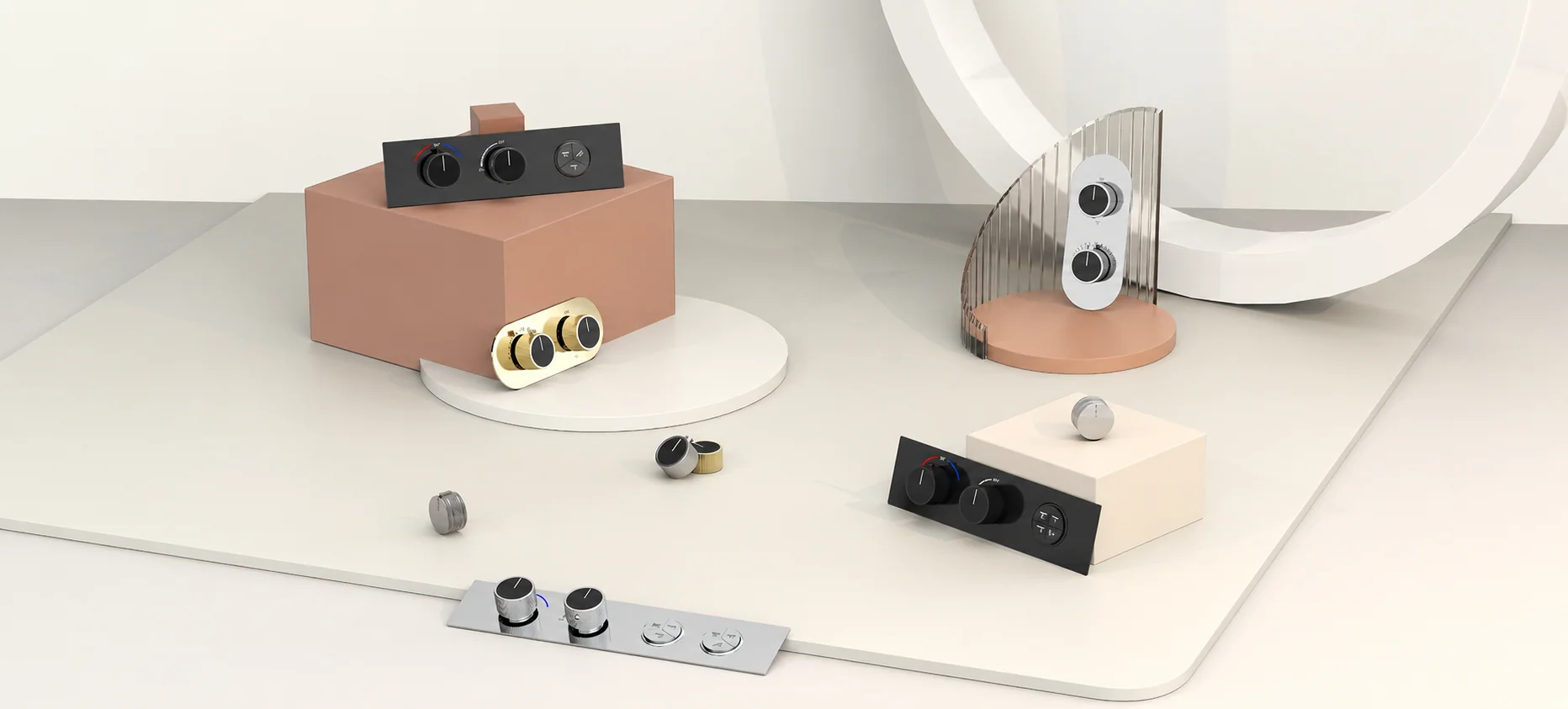 Concealed shower controls product display