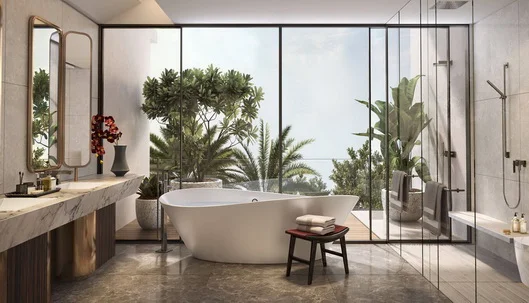 Contemporary bathroom project with concealed shower fittings