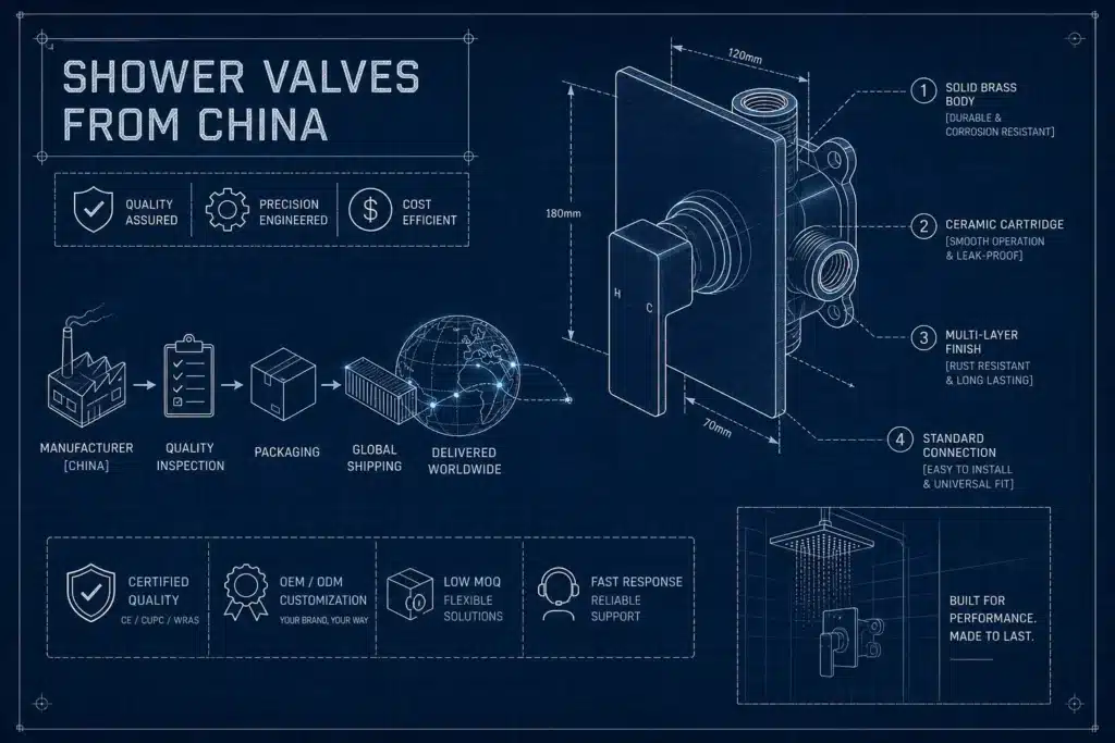 Import Shower Valves from China — illustrative sourcing diagram