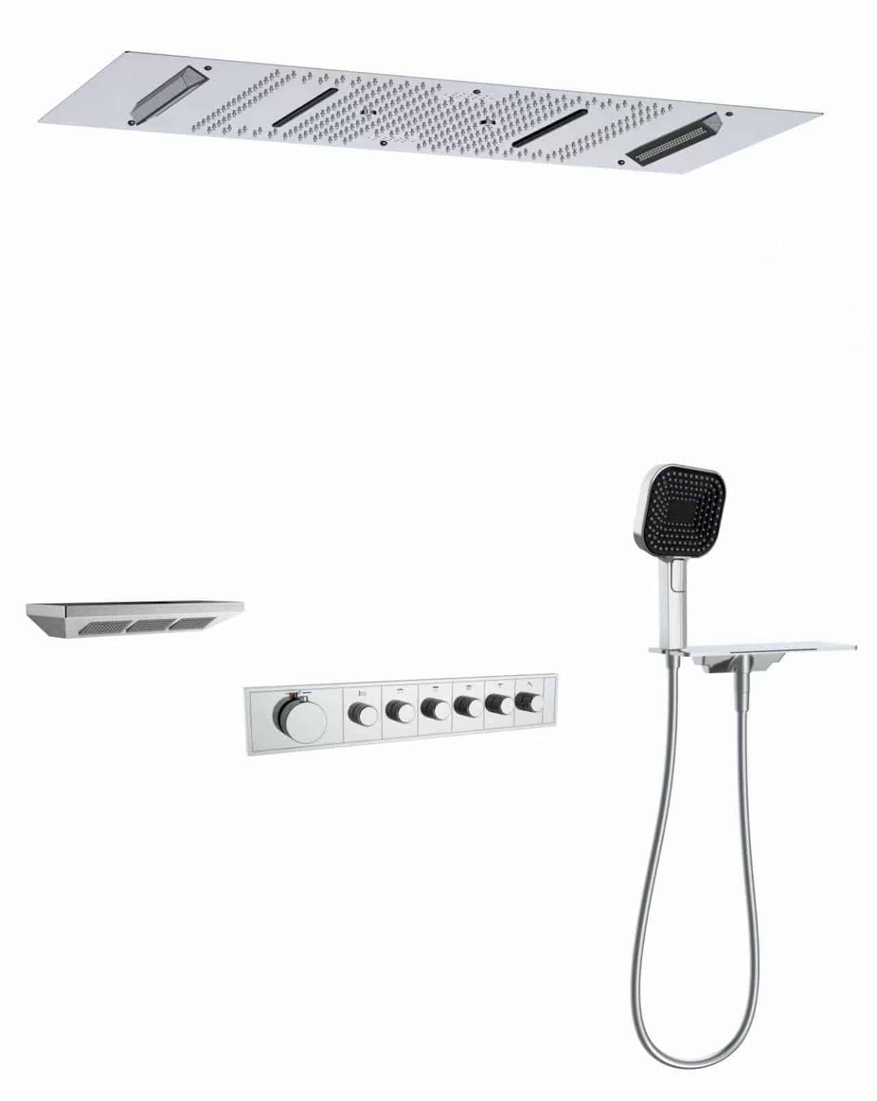 Silver rainfall shower system
